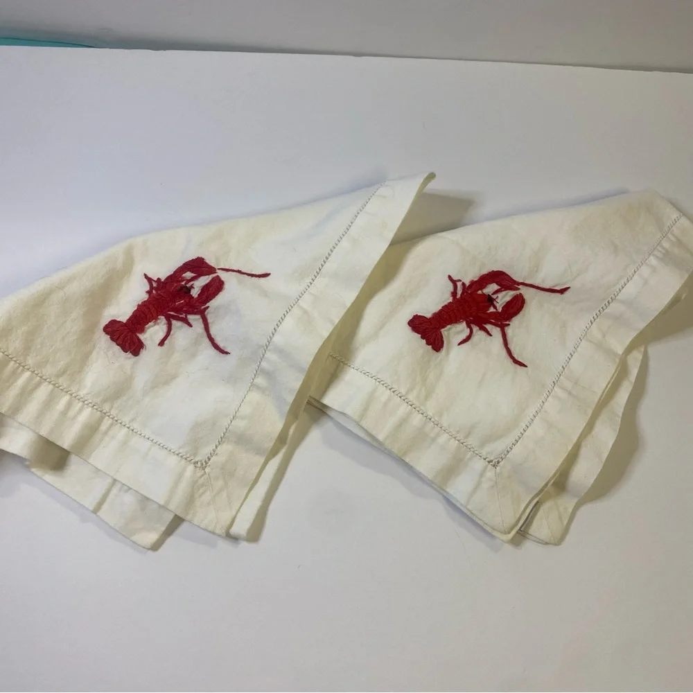 Williams Sonoma Cream Cotton Napkin with Hemstitch Detail